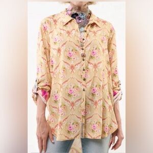 ARRATTA NWT Floral Button Down Shirt - Pink and Cream